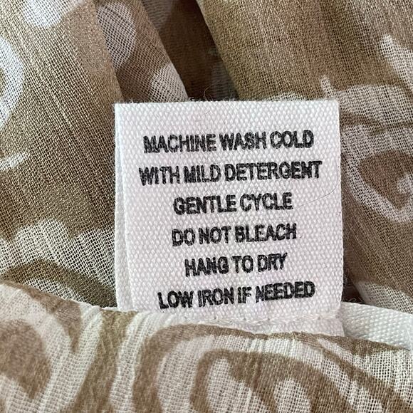 Love Is For Eternity Tan White Paisley Ruffled Tie Front Top MEDIUM Fairy Boho - Picture 8 of 8